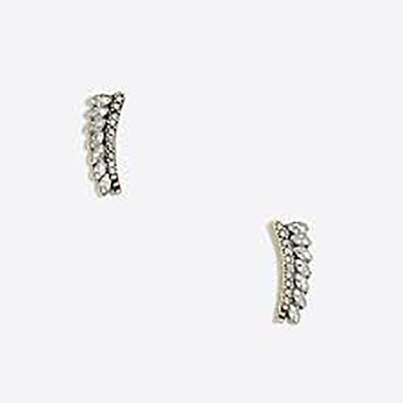 J. Crew Jewelry - NWT J.Crew Silver Feather STud Curved Earrings NWT 22.50